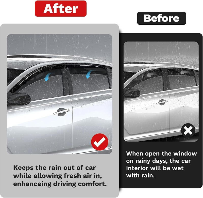Canvcle Altima Rain Guards - Window Visors for Nissan Altima 2019-2025 2026,Outside-Mount Tape-On Side Window Wind Deflectors for Altima Accessories,Vent Visors Shades Rainproof 4PCS - Image 3